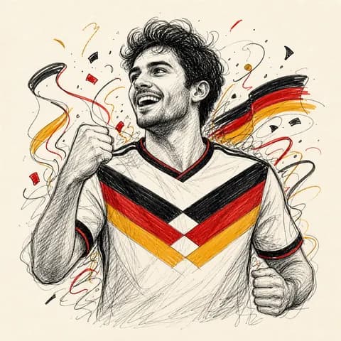 Germany FIFA World Cup scribble fan art portrait - AI generated illustration in Germany team colors