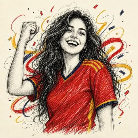 Spain FIFA World Cup scribble fan art portrait - AI generated illustration in Spain team colors