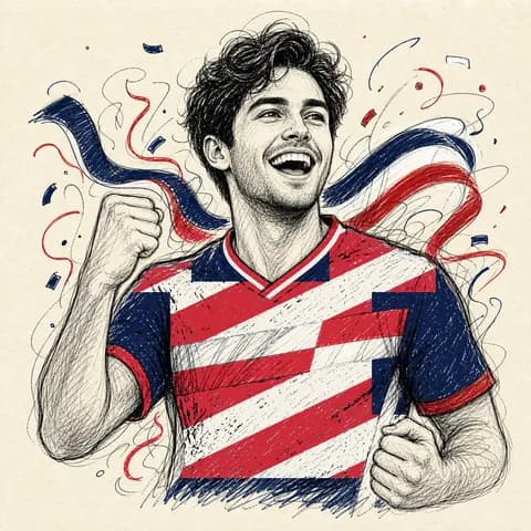 USA FIFA World Cup scribble fan art portrait - AI generated illustration in USA team colors