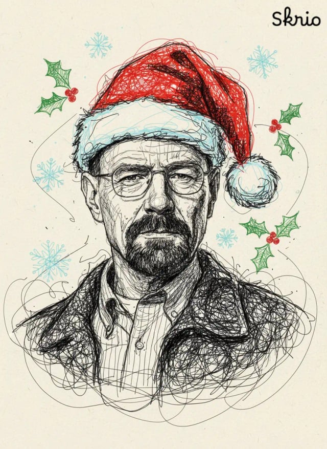 Christmas scribble art example 4